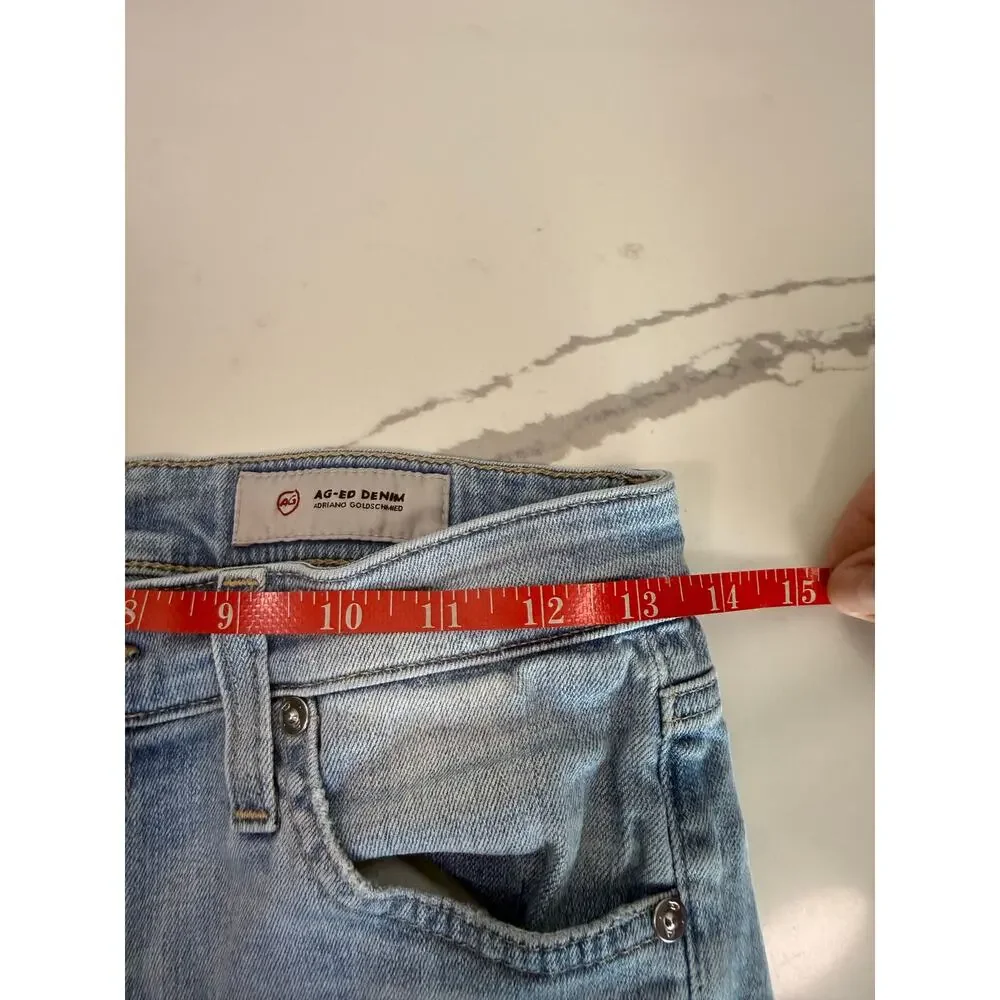 AG Jeans Adriano Goldschmeid Women's Straight Leg Fray Hem Size 26‎ Light Wash